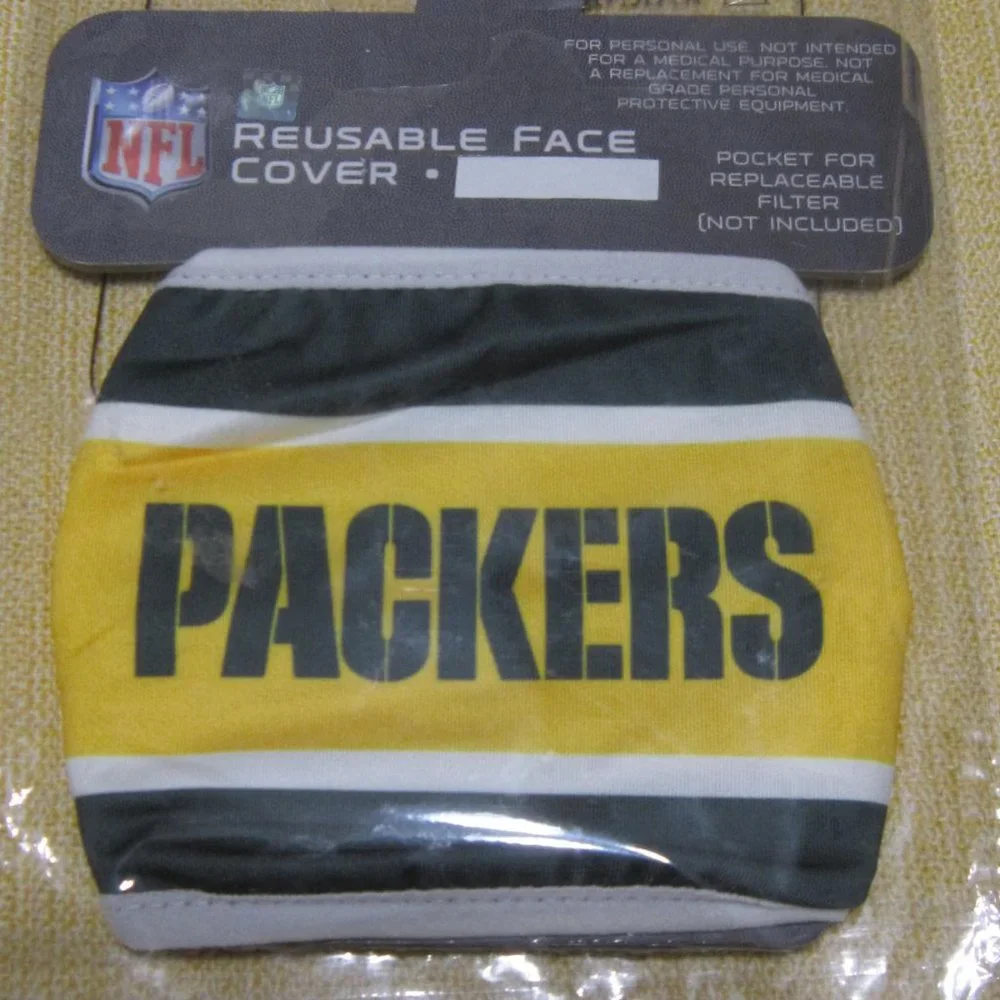 NEW, NFL Green Bay Packers team face mask, NIB football fan sports health cover